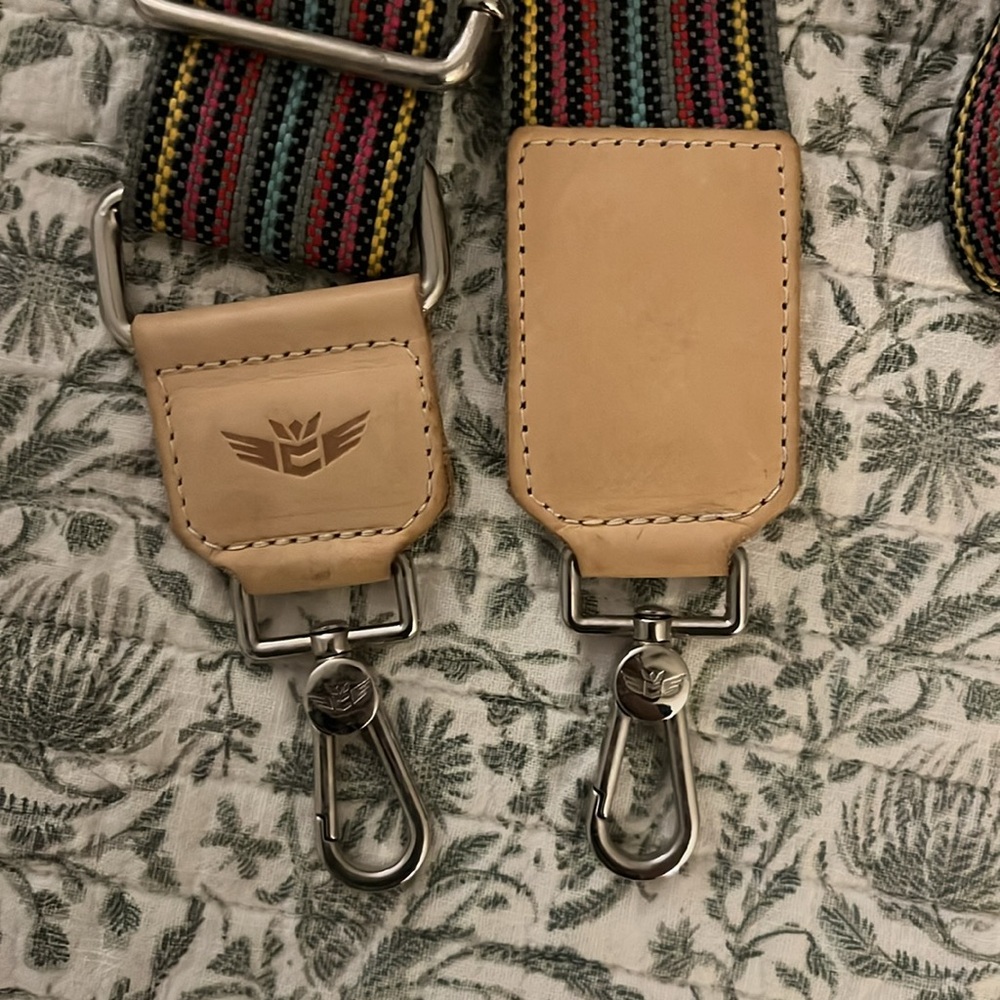 Consuela Multicolor Striped Adjustable Bag Strap - Tan Leather - Picture 2 of 3